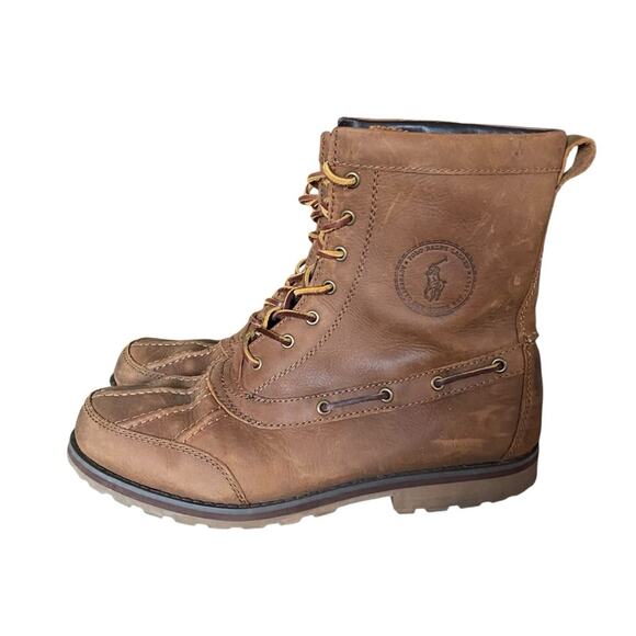 Polo Ralph Lauren Whitsand Brown Leather Lace Up Boots size 10.5 - Picture 5 of 8